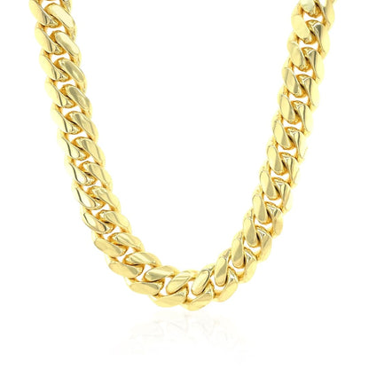 9.25mm 14k Yellow Gold Classic Miami Cuban Solid Chain | Richard Cannon Jewelry