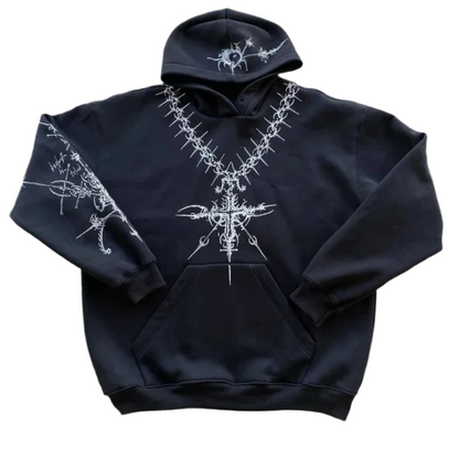 Spiked Threads: Y2K Gothic Punk Hoodie