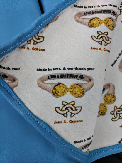 Blue Handmade Leather Gloves, Genuine Pearl Buttons, Love & Gratitude lining-11