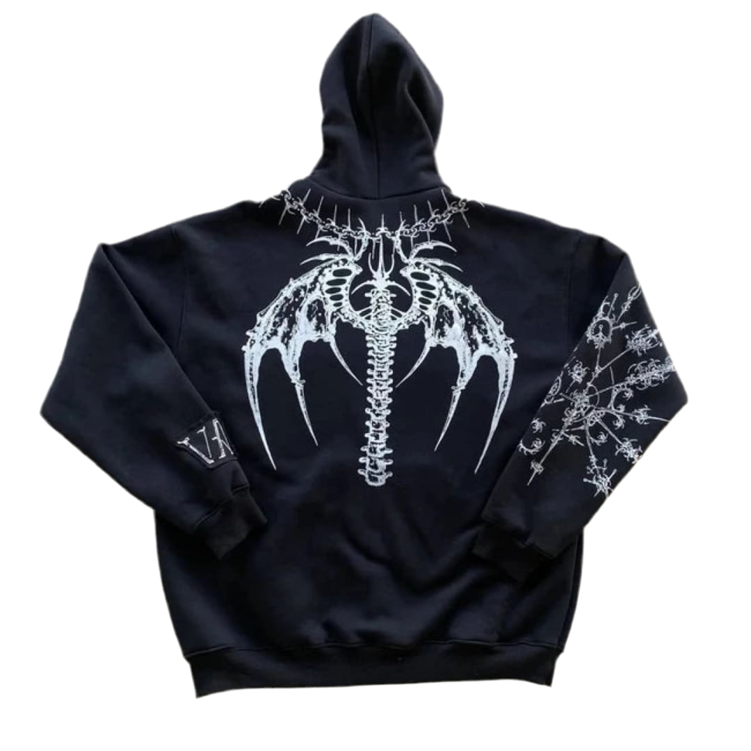 Spiked Threads: Y2K Gothic Punk Hoodie