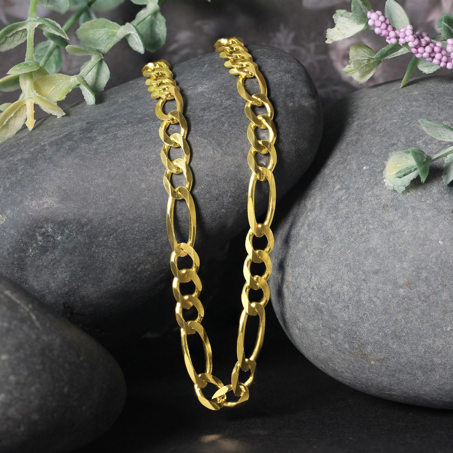 10K Yellow Gold Solid Figaro Chain (5.30 mm)-4