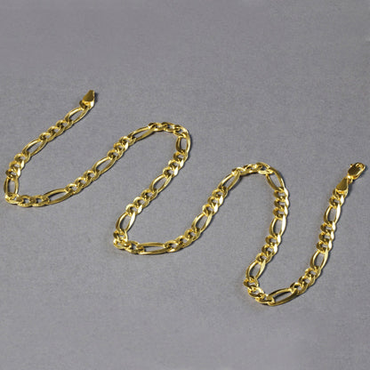 10K Yellow Gold Solid Figaro Chain (5.30 mm)-5