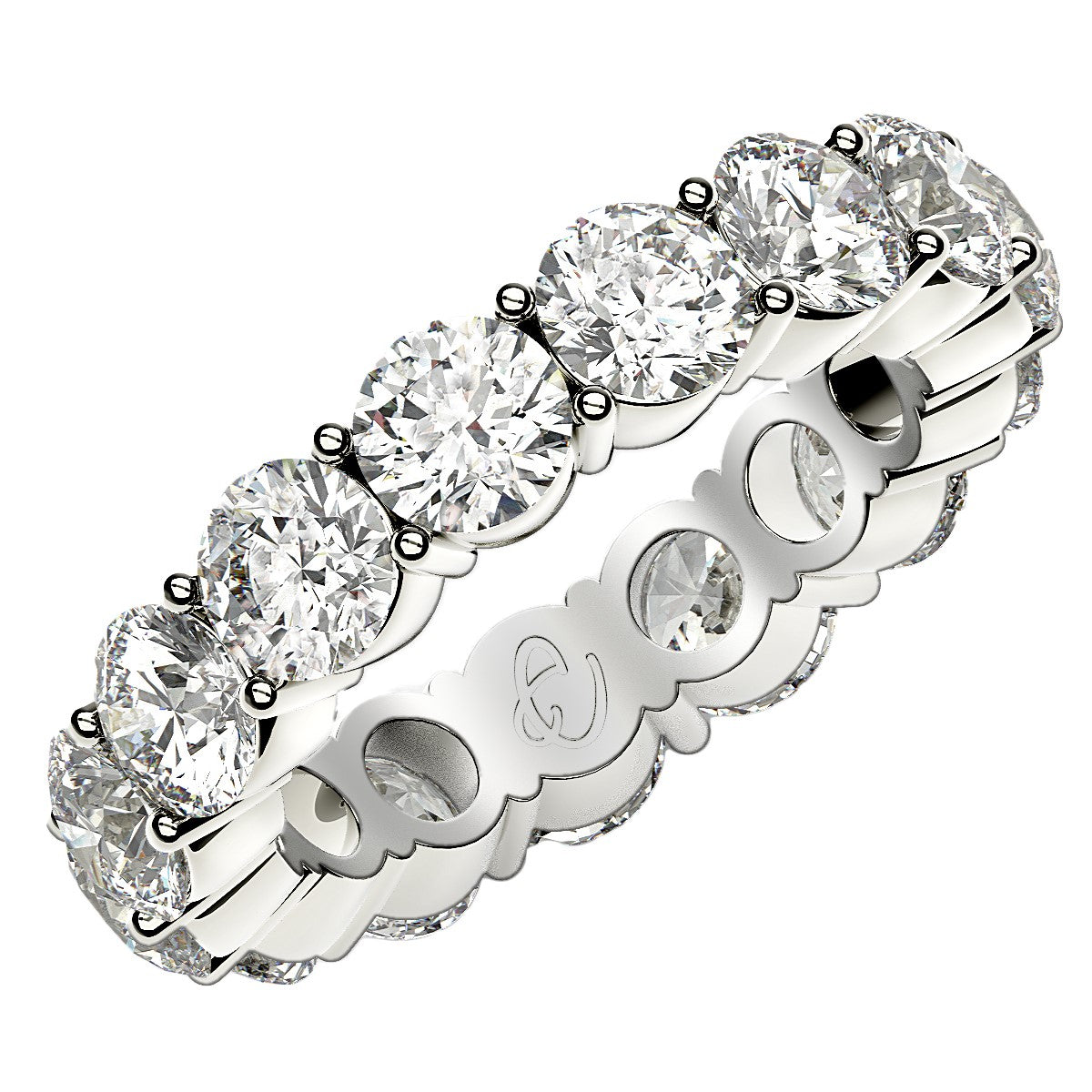 Round Cut Lab Grown Diamond Eternity Ring in 14k White Gold (5 cttw FG/VS2)-0