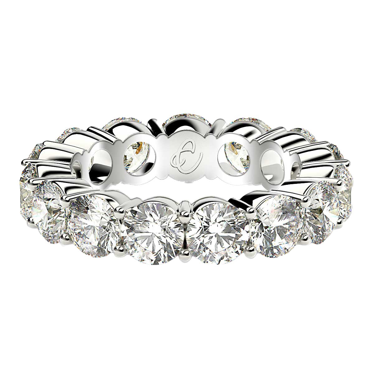 Round Cut Lab Grown Diamond Eternity Ring in 14k White Gold (5 cttw FG/VS2)-1