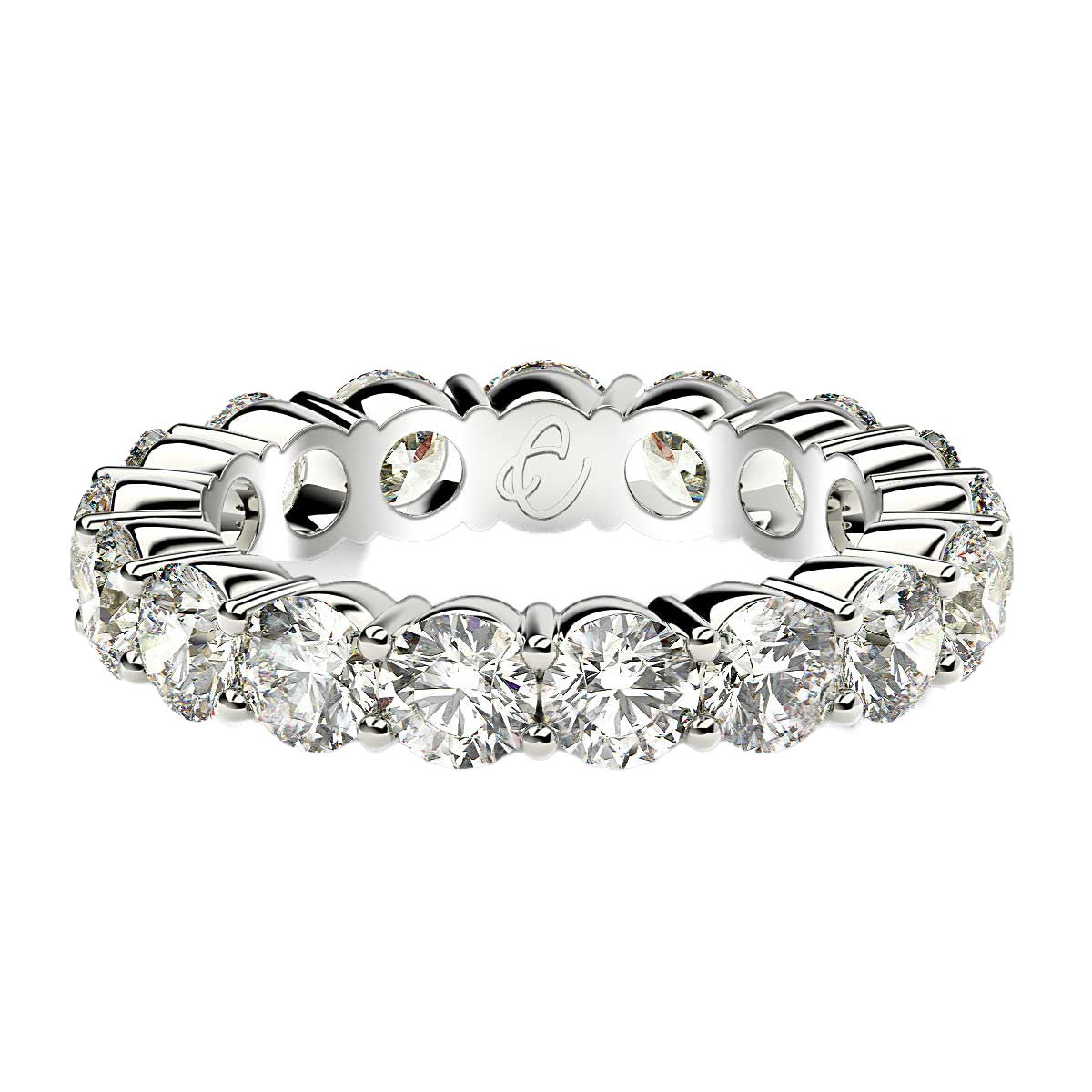 Round Cut Lab Grown Diamond Eternity Ring in 14k White Gold (3 cttw FG/VS2)-1