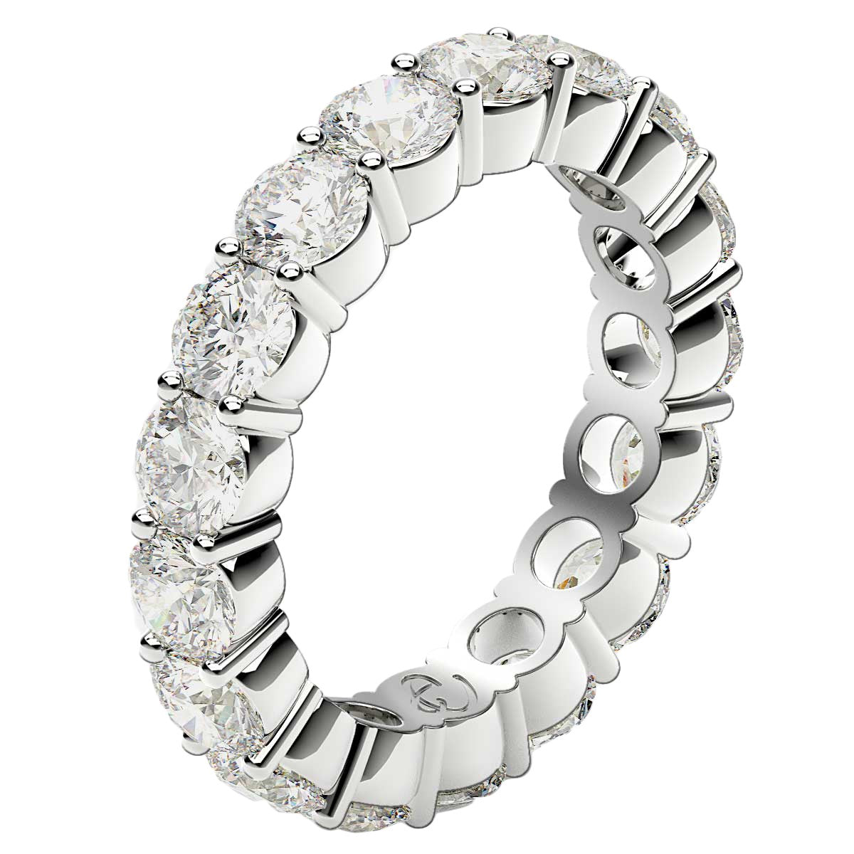 Round Cut Lab Grown Diamond Eternity Ring in 14k White Gold (3 cttw FG/VS2)-3