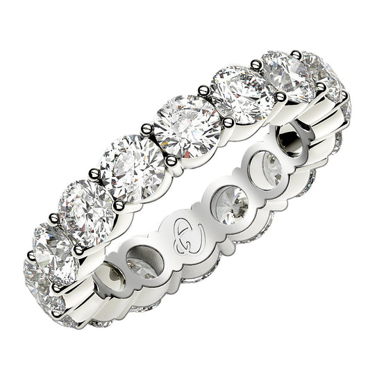 Round Cut Lab Grown Diamond Eternity Ring in 14k White Gold (4 cttw FG/VS2)-0