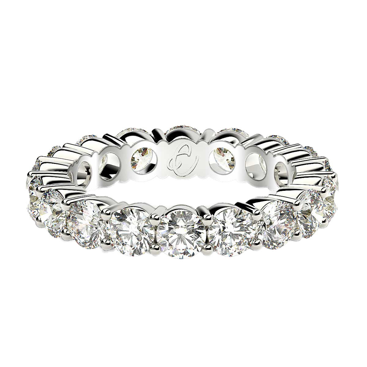 Round Cut Lab Grown Diamond Eternity Ring in 14k White Gold (2 cttw FG/VS2)-1