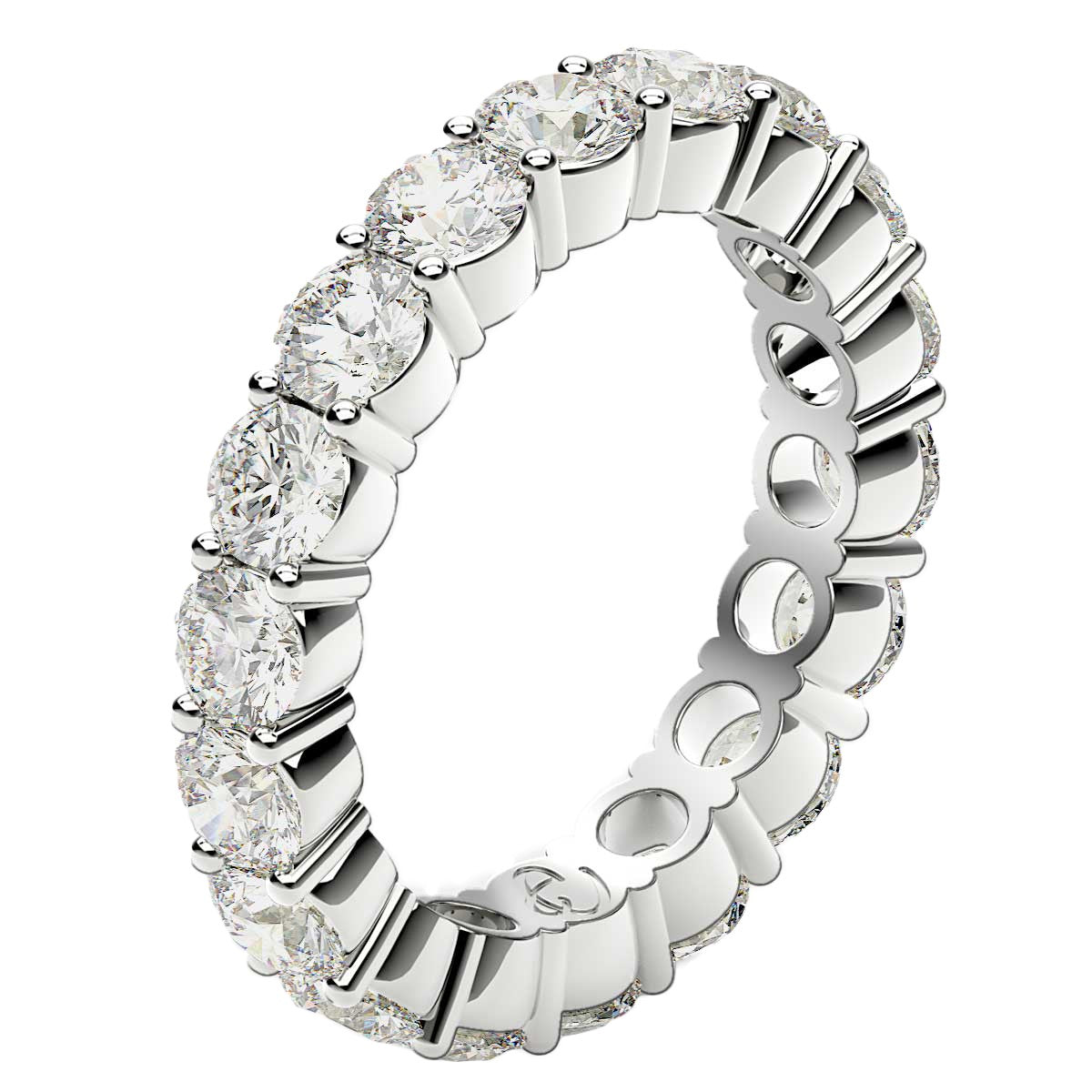 Round Cut Lab Grown Diamond Eternity Ring in 14k White Gold (2 cttw FG/VS2)-3