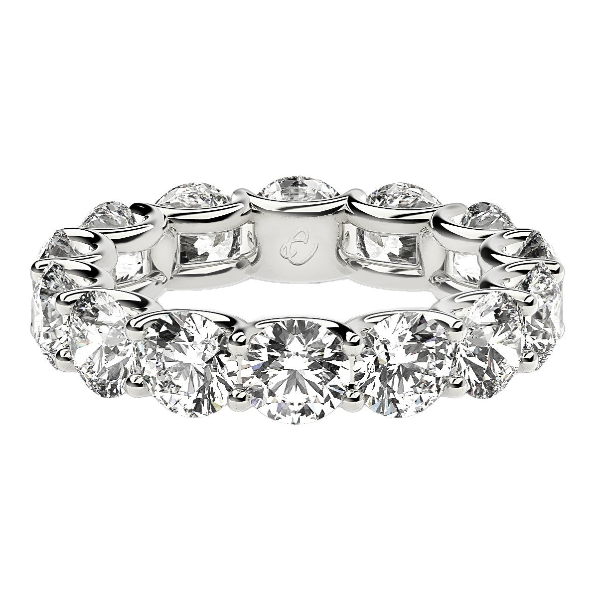 Round Cut Lab Grown Diamond Eternity Ring in 14k White Gold (6 cttw FG/VS2)-1