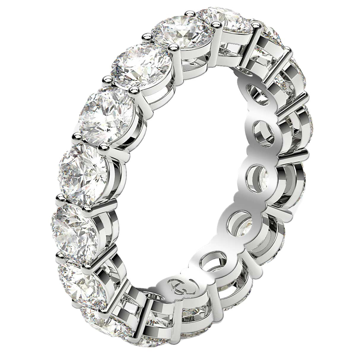 Round Cut Lab Grown Diamond Eternity Ring in 14k White Gold (4 cttw FG/VS2)-3