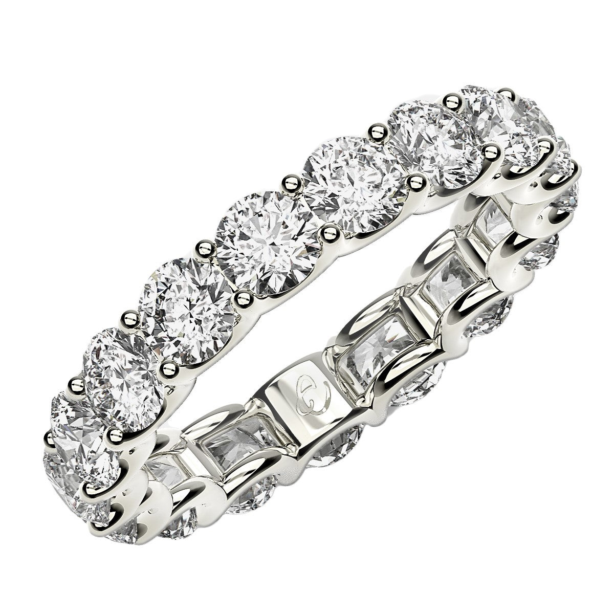 Round Cut Lab Grown Diamond Eternity Ring in 14k White Gold (3 cttw FG/VS2)-0