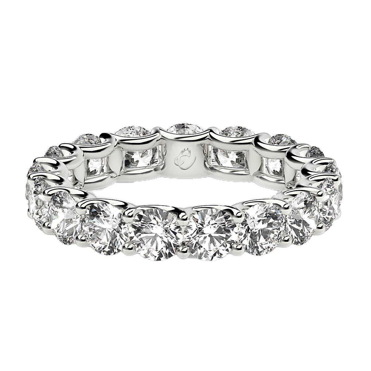 Round Cut Lab Grown Diamond Eternity Ring in 14k White Gold (3 cttw FG/VS2)-1