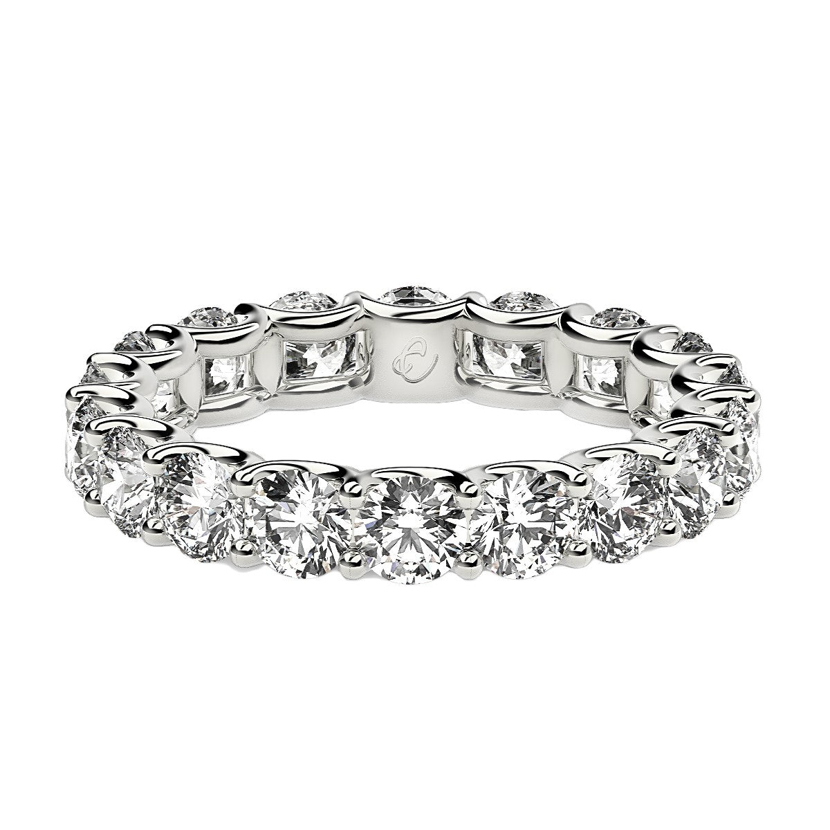 Round Cut Lab Grown Diamond Eternity Ring in 14k White Gold (2 cttw FG/VS2)-1