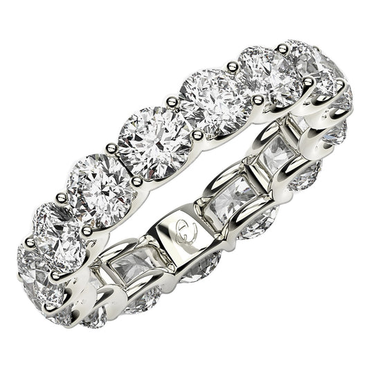 Round Cut Lab Grown Diamond Eternity Ring in 14k White Gold (5 cttw FG/VS2)-0