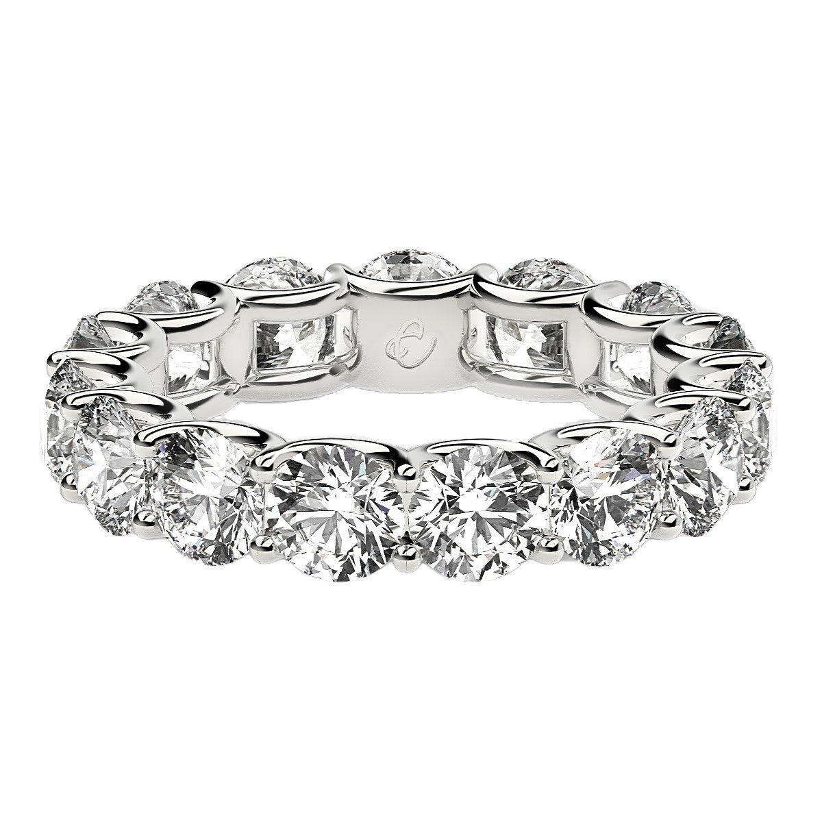 Round Cut Lab Grown Diamond Eternity Ring in 14k White Gold (5 cttw FG/VS2)-1