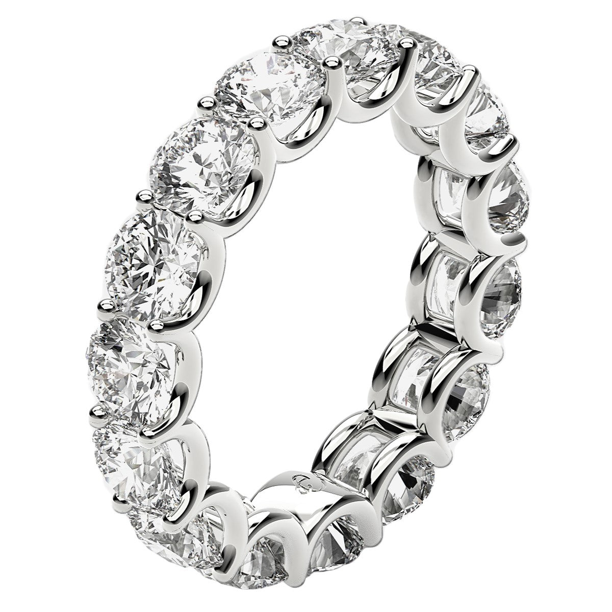 Round Cut Lab Grown Diamond Eternity Ring in 14k White Gold (5 cttw FG/VS2)-3