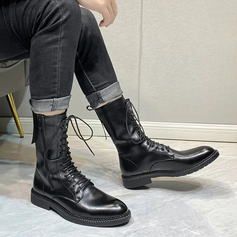 TUCS Leather Military Motorcycle Boots