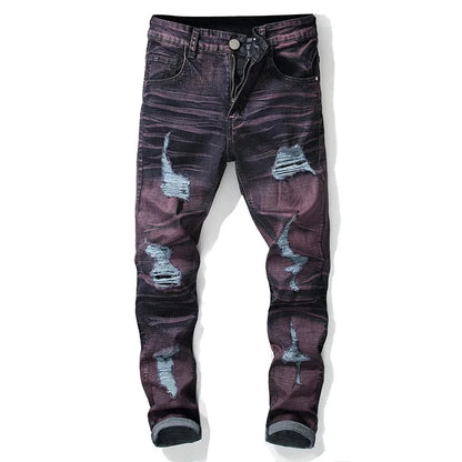 Retro Tie-Dye Distressed Denim Jeans