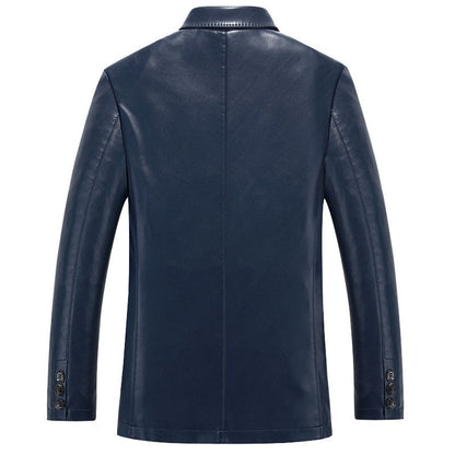 Balkan Mens 3 Button Leather Blazer-1