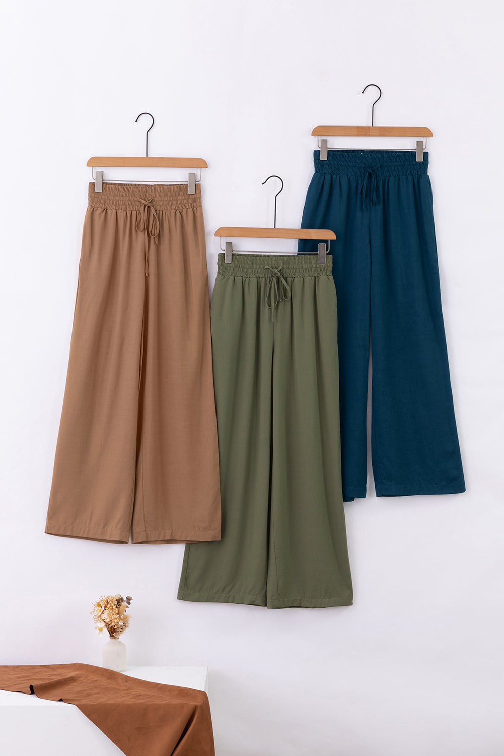 Kenzie Drawstring Elastic Waist Casual Wide Leg Pants-3