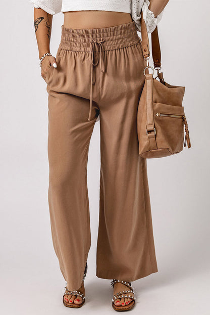 Kenzie Drawstring Elastic Waist Casual Wide Leg Pants-5