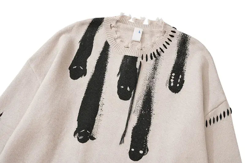 Ghostly Grunge Y2K Knit Sweater