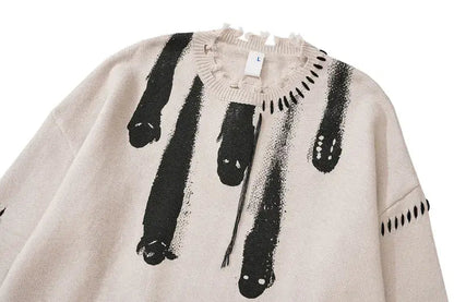 Ghostly Grunge Y2K Knit Sweater