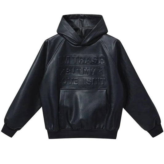 Made Extreme - Leather Letter Hoodie Jacket