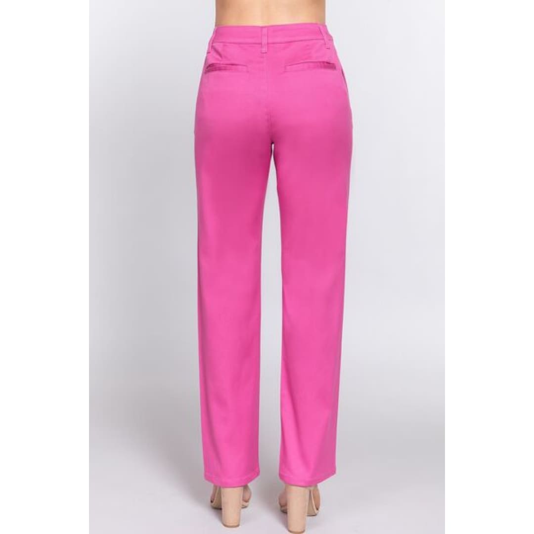 ACTIVE BASIC High Waist Straight Twill Pants | The Urban Clothing Shop™