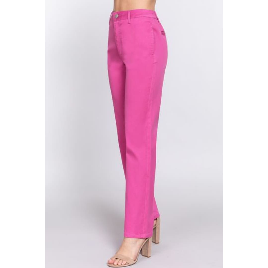 ACTIVE BASIC High Waist Straight Twill Pants | The Urban Clothing Shop™