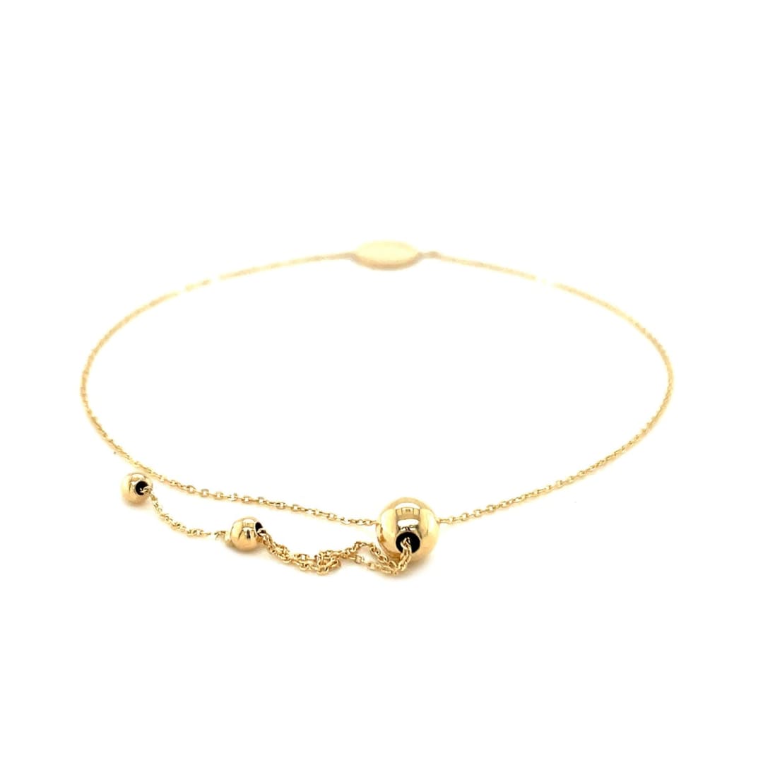 Adjustable Bracelet with Shiny Circle in 14k Yellow Gold | Richard Cannon Jewelry