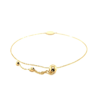 Adjustable Bracelet with Shiny Circle in 14k Yellow Gold | Richard Cannon Jewelry