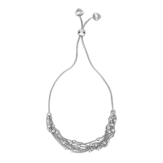 Adjustable Multi-Strand Chain and Bead Bracelet in Sterling Silver | Richard Cannon