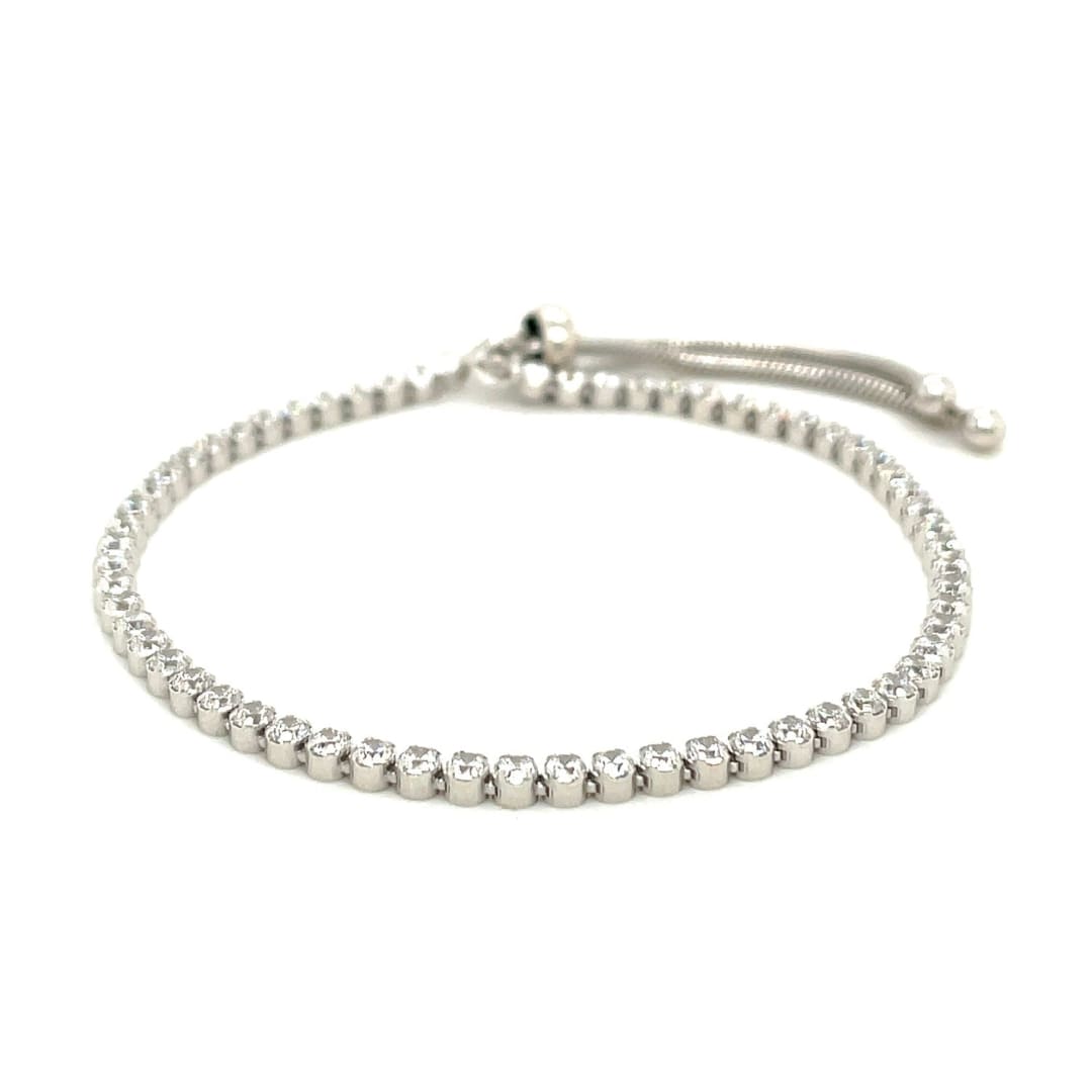 Adjustable Tennis Style Bracelet with Cubic Zirconia in Sterling Silver | Richard Cannon