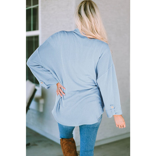 Amanda Roll Tab Sleeve Ribbed Cording Shacket | Threaded Pear