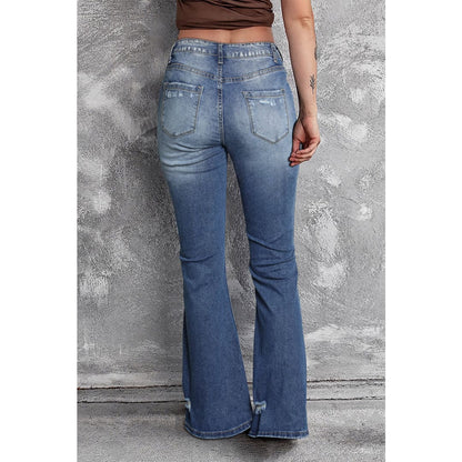 Angelina Distressed Flare Jeans | Threaded Pear