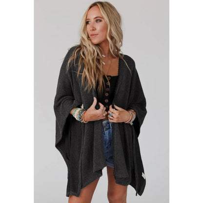 Apricot Lace Trim Ribbed Oversize Kimono | Fashionfitz