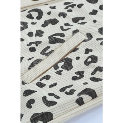 Apricot Leopard Print Detail Pocketed Corduroy Jacket | Fashionfitz