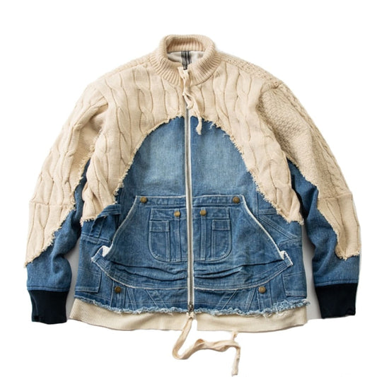 Avant-Garde Textured Mixed-Material Bomber Jacket | The Urban Clothing Shop™