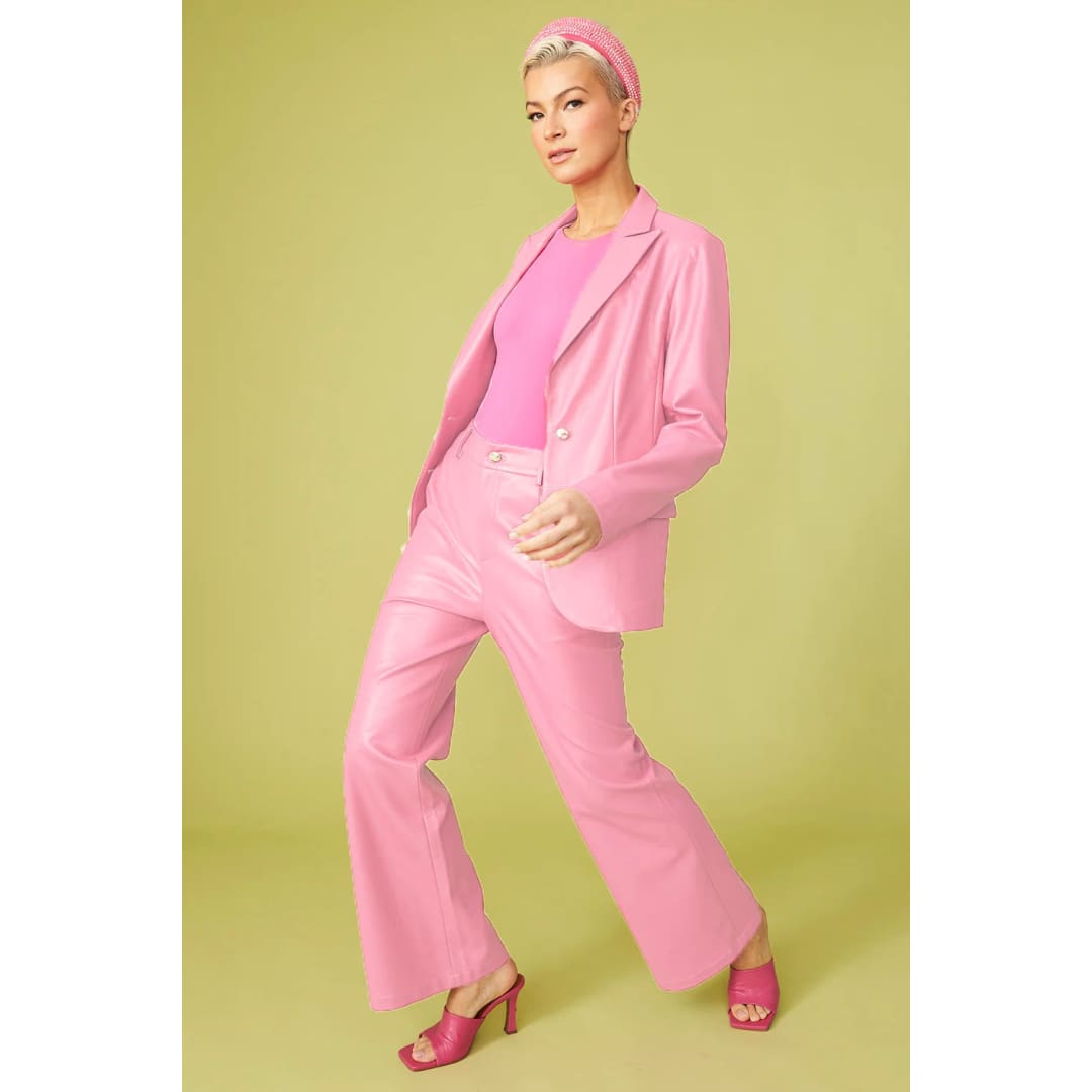 Baby Pink Vegan Leather Blazer | Buy Me Fur Ltd