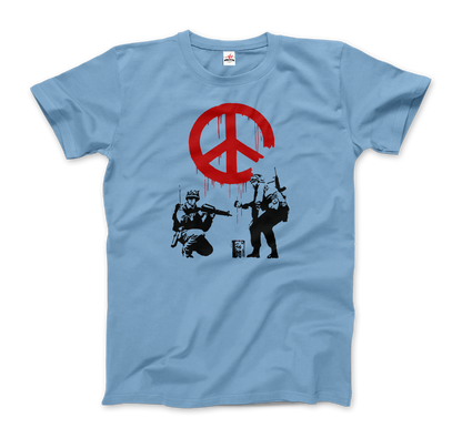 Banksy - Soldiers Painting Peace Symbol 2006 Artwork T-Shirt-6