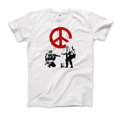 Banksy - Soldiers Painting Peace Symbol 2006 Artwork T-Shirt-5