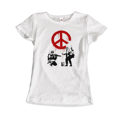 Banksy - Soldiers Painting Peace Symbol 2006 Artwork T-Shirt-7
