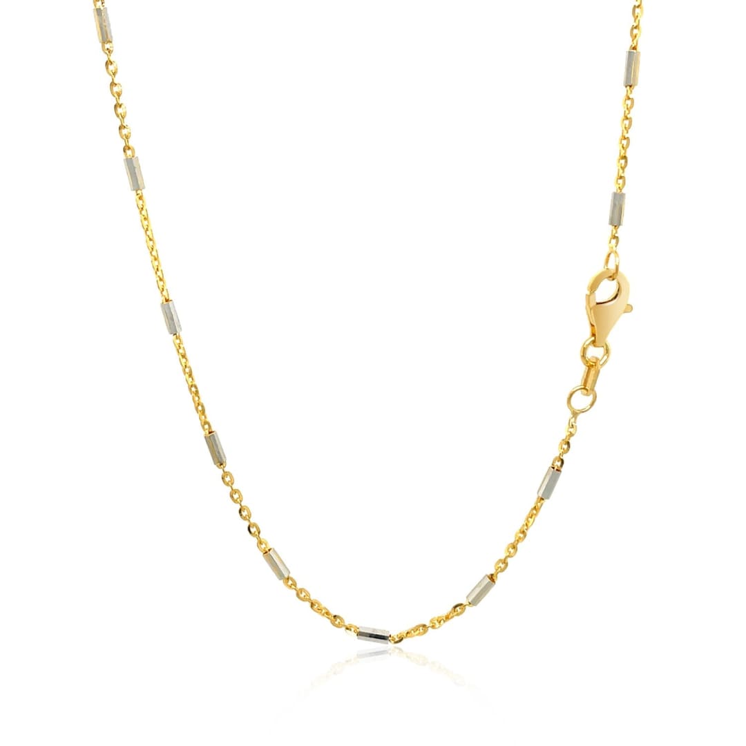 Bar Links Pendant Chain in 14k Two Tone Gold (1.4mm) | Richard Cannon Jewelry