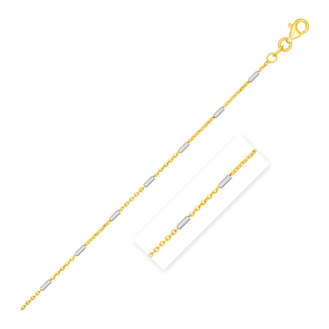 Bar Links Pendant Chain in 14k Two Tone Gold (1.4mm) | Richard Cannon Jewelry