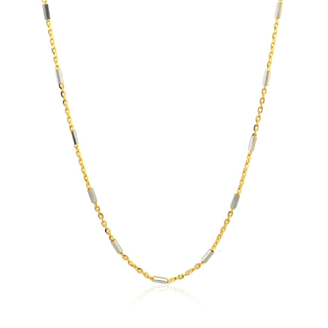 Bar Links Pendant Chain in 14k Two Tone Gold (1.4mm) | Richard Cannon Jewelry