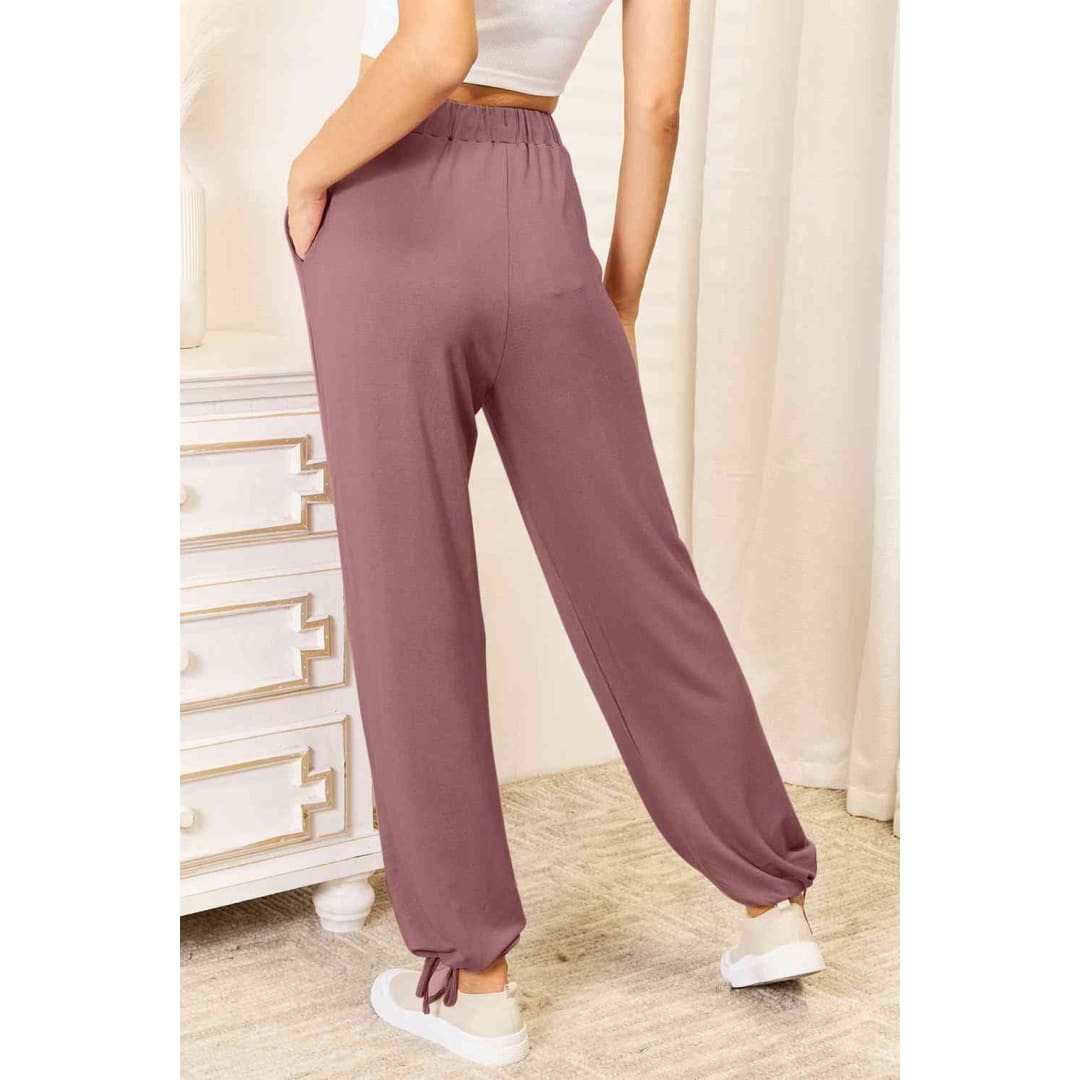 Basic Bae Full Size Soft Rayon Drawstring Waist Pants with Pockets | The Urban Clothing