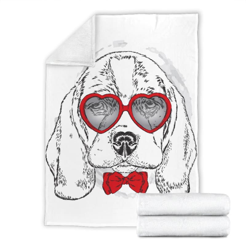 Beagle Dog Breed with Cute Heart Sunglasses Premium Blanket | The Urban Clothing Shop™