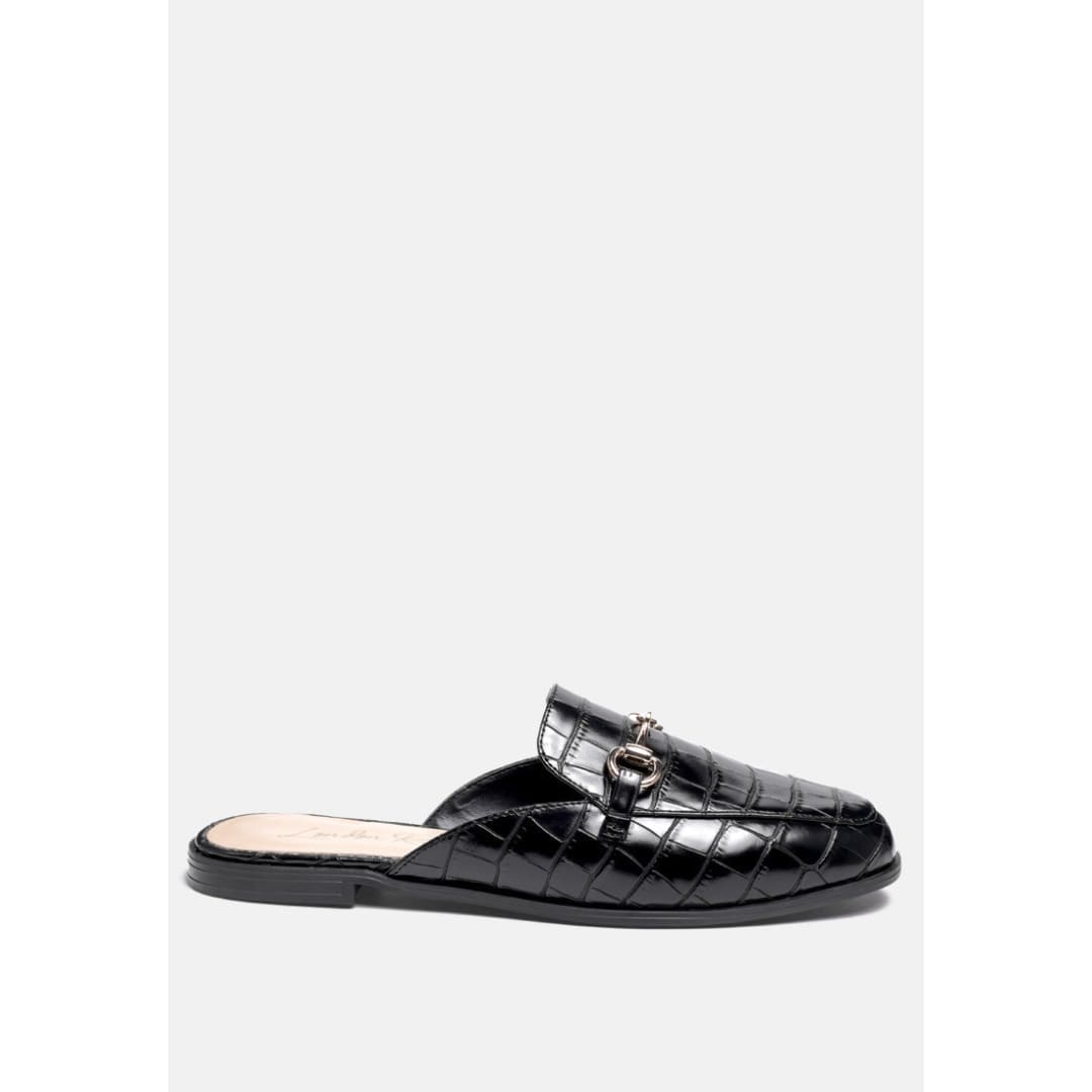 begonia buckled faux leather croc mules | London Rag
